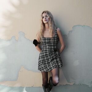 Zara Plaid Black and White Dress